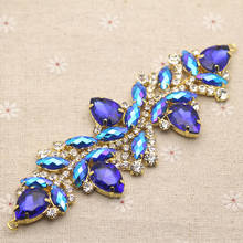 Broche de strass longo com aplique de strass, aplique com fivela de conector, broche de strass para decoração de vestido de biquíni 2024 - compre barato