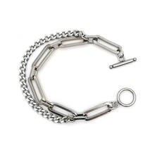 Fashion stitching double-layer titanium steel stainless steel bracelet chain hip-hop wild bracelet hot sale 2024 - buy cheap