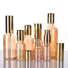 5ml 10ml 15ml 30ml 50ml Amber Glass Lotion Pump Bottle Gold Lid Cosmetic Metal Roller Ball Essential Oil Roll On Bottle 30pcs 2024 - buy cheap