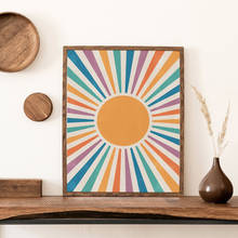 Póster de paisaje abstracto con sol para decoración del hogar, impresiones de lienzo bohemio, imágenes artísticas de pared, carteles para sala de estar 2024 - compra barato