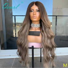 13x6 Human Hair Lace Front Wig Brown Grey Blonde Highlights Body Wave Frontal Wigs for Women Remy Hair 150% Preplucked Qearl 2024 - buy cheap