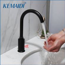 KEMAIDI-grifo de baño cromado montado en cubierta, Sensor automático, mezclador de agua, grúa, Sensor de tacto libre, grifos de fregadero de baño 2024 - compra barato