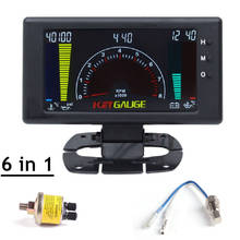 Medidor de temperatura del agua y del aceite para coche, pantalla LCD de 5 pulgadas, 6 en 1, multifunción, tacómetro, RPM, voltímetro, reloj, gague automático 2024 - compra barato