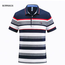 Men's Clothing 2021 Shirts Polo Men's Summer Tops Cotton Short-Sleeved Stripes Classic and Business Men 2024 - buy cheap