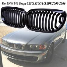 High Quality Car Kidney Grill Front Bumper 2 Slat Line Gloss Black Racing Grill for BMW E46 Coupe 325Ci 330Ci LCI 2DR 2003-2006 2024 - buy cheap