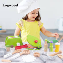 Wooden Kid's Play House toy Simulation Real Life Kitchen Bread Maker Pancake maker  salad children learning early education toy 2024 - buy cheap