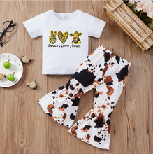 Summer Fashion Toddler Kids Girls Clothes Sets 2pcs Letter Printed Short Sleeve T Shirts Top Flare Pants Outfit 2024 - buy cheap