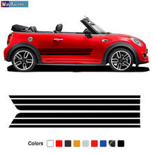 Calcomanía de falda a rayas laterales para puerta deportiva de carreras, accesorios para MINI Cooper S One R50 R52 R53 R56 R57 F55 F56 F57 JCW, 2 uds. 2024 - compra barato