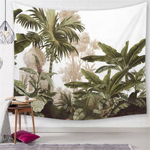 Tapiz de palmera Tropical para colgar en la pared, alfombra con patrón de hojas verdes, naturaleza, paisaje de bosque, arte de, decoración de la pared del hogar y dormitorio 2024 - compra barato