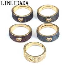 5Pcs Fashion Heart rings,Trendy heart shape Copper Gold Plated ZIRCON stone Rings for women jewelry 2024 - buy cheap