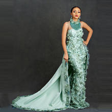 Charming Floral Lace Aso Ebi Evening Gowns Sleeveless Mermaid With Overskirt Custom Made Party Gowns Plus Size 2021 2024 - buy cheap