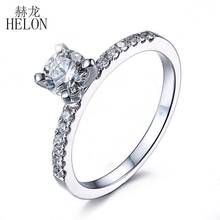 Helon anel de moissanite 0,7ct, 14k sólido, teste de ouro branco, diamante de moissanite, joia fina, anel de casamento e noivado 2024 - compre barato
