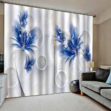 Modern Home Decoration Living Room Curtains blue flower curtains 3d stereoscopic curtains 2024 - buy cheap