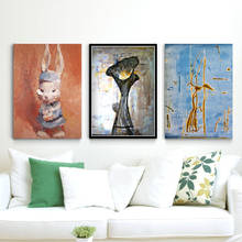 Абстрактная картина маслом в скандинавском стиле, живопись с кроликом, холст для гостиной, коридора, бара, домашнее украшение 2024 - купить недорого