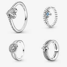 Anel 925 de prata brilhante, halo duplo para mulheres, moda de luxo, cristal, cinderela, joias para mulheres 2024 - compre barato