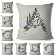 Fronha de almofada estilo nórdico, capa de travesseiro em poliéster lavanda com letras para decoração de flores e folhas, 45x45cm para casa e carro 2024 - compre barato