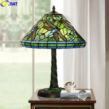 FUMAT Tiffany Dragonfly Desk Lamp Green Blue Red Lampshade Home Decor Table Light Stained Glass Handicraft Enamel Arts Lighting 2024 - buy cheap