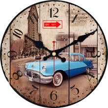 Большие настенные часы с лондонским британским флагом, деревянные винтажные тихие круглые часы в стиле ретро для старой машины 2024 - купить недорого