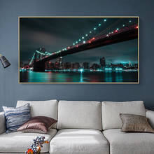 Modern Brooklyn Bridge Night View Landscape Posters Canvas Paintings Decorative Wall Art Pictures Living Room Wall Art Prints 2024 - buy cheap