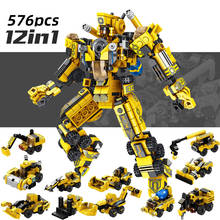 576pcs 12in1 Creative Engineering Transformation Car Deformation Robot Building Blocks Educational Brick Toys For Children Gift 2024 - buy cheap