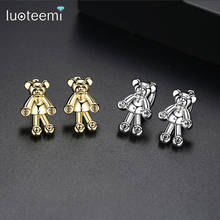 LUOTEEMI-pendientes de tuerca con forma de oso para mujer, aretes de aro con diseño de Animal Kawaii coreano, para niña y niño 2024 - compra barato