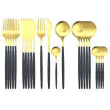 24Pcs/Set Dinnerware Set Black Gold Cutlery Set Stainless Steel Tableware Set Knife Fork Spoon Flatware Set Kitchen Silverware 2024 - buy cheap