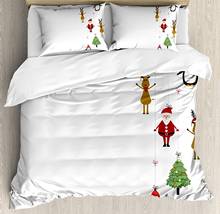 Christmas Duvet Cover Set Reindeers Santa Claus Penguins and Xmas Tree Stripes Design Decorative 3 Piece Bedding Set 2024 - buy cheap
