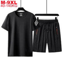 Plus Size 8xl 7xl 6xl 5xl Summer Men 2 Pieces Sets Men's Sportswear Quick Dry T-shirts Suit Short Sleeve Casual Tracksuits Male 2024 - buy cheap