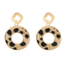 New Brown White Geometric Round Drop Earrings Fashion Party Women Leopard Print Long Dangle Earrings Statement Maxi Jewelry 2024 - buy cheap