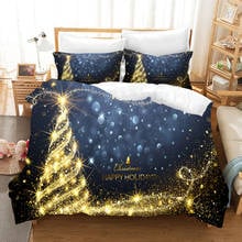 Fanaijia Cartoon 3D blue Christmas Bedding Set luxury Christmas tree Duvet Cover Set kids Bed Sets new Year's gift 2024 - buy cheap