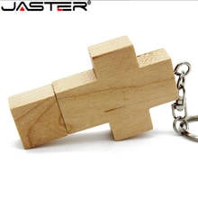 JASTER-pendrive de madera con logotipo gratis, unidad Flash USB cruzada, 64GB, 16GB, 32GB, llavero, regalo, 1 unidad 2024 - compra barato