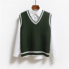 Moda urbana feminina 40 #, blusa de malha com decote em v xadrez, suéter de malha, colete com retalhos, doce suéter 2024 - compre barato