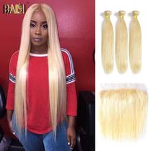 BAISI Peruvian Virgin Hair #613 Blonde Straight Hair Weave 3 Bundles with 13x4 Frontal 100% Human Hair 2024 - buy cheap