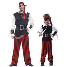 Purim fantasia infantil adulto, traje de pirata de um olho, para meninos, pais, crianças, vestido de festa, fantasia, halloween 2024 - compre barato