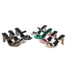 YQBTDL-zapatos de tacón fino de charol para mujer, zapatillas femeninas de tacón alto con estampado de serpiente, en 7 colores, Color dorado y plateado, 43 2024 - compra barato