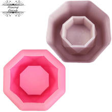 3D octagonal planter base shape silica gel mold chocolate cake decoration tool Soap Candle clay mold 2024 - buy cheap