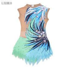 LIUHUO-vestido de patinaje artístico para mujer, leotardo azul para gimnasia rítmica, actuación en hielo, traje artístico para baile 2024 - compra barato