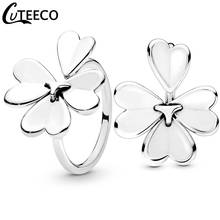 CUTEECO European Lucky Four-Leaf Clover Opening Rings for Women Fashion Simple Wedding Ring Engagement Jewelry Dropshipping 2024 - buy cheap