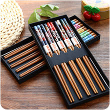 5 Pairs Natural Bamboo Wood Chinese Chopsticks Reusable Tableware Dinning Eating Japanese Chopstick for Gift Sushi Food Sticks 2024 - buy cheap