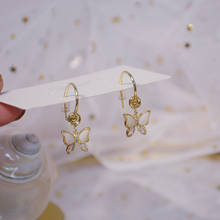 Delicate 14K Real Gold Shell Butterfly Stud Earrings for Women Cubic Zircon CZ Earrings 2024 - buy cheap