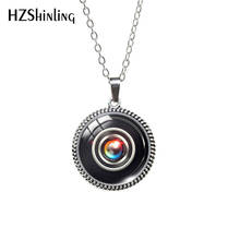 Vintage Camera Pattern Shot Antique Necklace Round Glass Cabochon Retro Pendants Jewelry 2024 - buy cheap