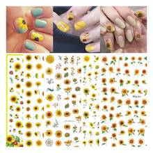 Spring Summer Sunflower Flowers Nail Art Stickers 3D DIY Transfer Sticker Acrylic Design Adhesive Manicure Slider Accessories 2024 - buy cheap
