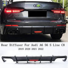 Fibra de carbono difusor traseiro spoiler para audi a6 s6 s linha c8 2019 2020 2021 2022 amortecedor divisores alta qualidade acessórios 2024 - compre barato