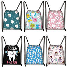 Teeth and Tooth Fairy Print Backpack Women Drawstring Bag Dental Hygienist Girls Storage Bags for Travel Bookbag Shoes Holder 2024 - buy cheap