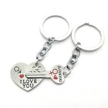 2021 NEW 1 Pair Couple I LOVE YOU Letter Keychain Heart Key Ring Silvery Lovers Love Key Chain Souvenirs Romantic Birthday Gift 2024 - buy cheap
