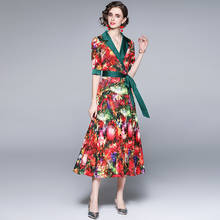 ZUOMAN женское летнее элегантное зелёное платье Festa женский высокое качество офисные вечерние роковой, дизайн в ретро стиле, зубчатый Vestidos 2024 - купить недорого