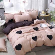 Pink Black Heart Pattern Comforter Bedding Set Cute Luxury Fashion King Queen Twin Size Bed Linen Duvet Cover Set Gifts 2024 - buy cheap