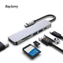 Adaptador USB 3,1 tipo C a HDMI 4K, Hub Compatible con 3 USB C con Hub 3,0, ranura para lector de tarjetas SD TF, PD para MacBook Pro/Air/Huawei 2024 - compra barato