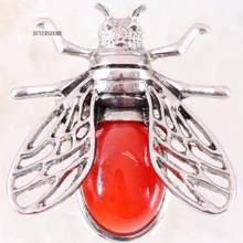 Cicada broche de pedra natural, pingente de contas cab cabochão vermelho carneiro para homens e mulheres joias presente 1 peça k623 2024 - compre barato