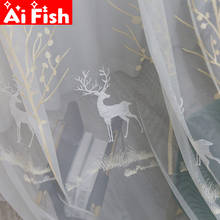Пасторальная вышивка животное олень лес прозрачный тюль вуаль спальни занавески Белая Гостиная окно Bay окно шторы #3 2024 - купить недорого